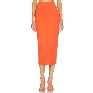 Michael Costello x Revolve 'Amira' Orange Rayon Midi Skirt Size L